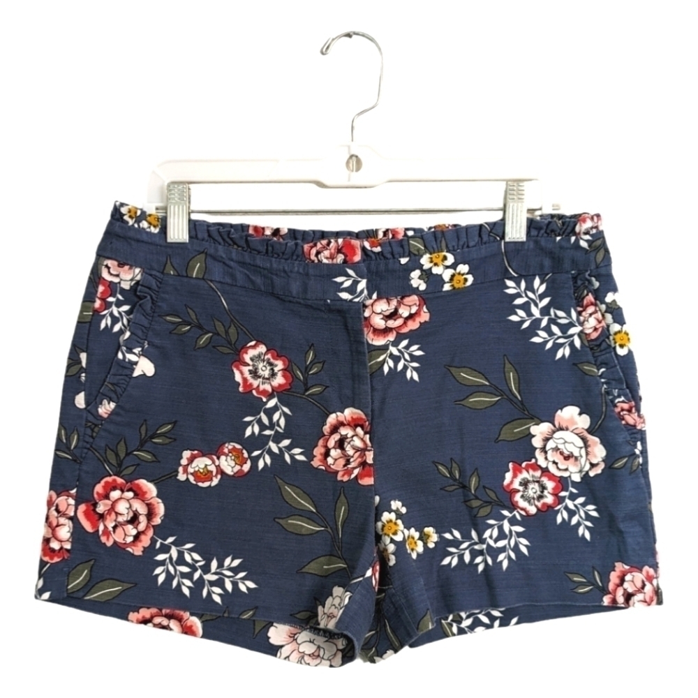 LOFT women's navy blue floral print 4" shorts, mid rise size 6